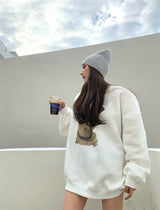 Loose Round Neck Pullover Print Sweatshirt