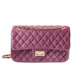 Solid Color Velvet Quilted Bag
