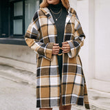 Loose Casual Plaid Mid-length Belted Coat