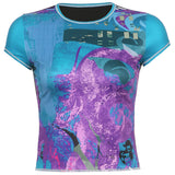 Contrast Printed Tight-fitting Short-sleeved T-shirt