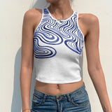 Sexy Corrugated Print Sleeveless Top