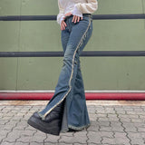Low-waisted Raw Edge Flared Jeans