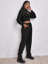 Sports Drawstring Hoodie Loose Three-Piece Suit