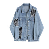 Vintage Patchwork Print Denim Jacket