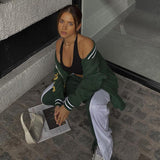 Letter Print Hit Color Baseball Uniform