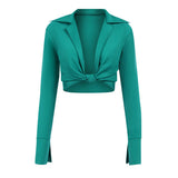 Sexy V-neck Tie Knot Long-sleeved Blouse