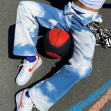 Tie-dye casual straight-leg pants
