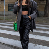 Wide Leg Leather Pants