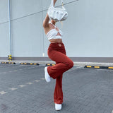 High-waist Elastic Solid Color Trousers