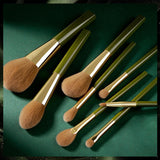Makeup Brush Set Soft 8 Green Shimmering Brushes