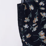 Floral Wood Ear High-Neck Tie Low-Cut Dress