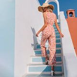 Short Blouse Wide Leg Pants Two-Piece Suit