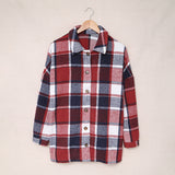 Long-sleeved Lapel Button-breasted Plaid Shirt Jacket