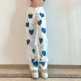 Love Print Contrast Color High-rise Jeans