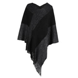 Contrasting Color Cloak Shawl Sweater Coat