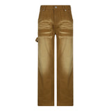 Brown High Waist Slimming Loose Straight-leg Pants