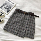 Plaid anti light high waist A-line skirt
