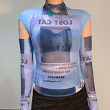 Temperament Close Fitting Printed Slim Shirt