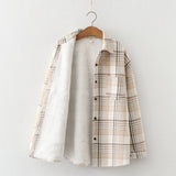 Warm Woolen Coat With Thick Plaid Shirt