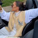 Loose Casual Baseball Beige Jacket