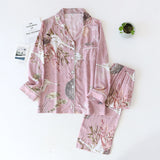 Long Sleeve Pajamas Suit Rayon Silk