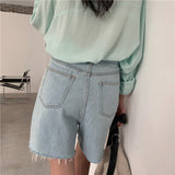High-waisted Wide-leg Denim Shorts