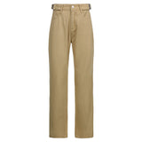 Khaki High-waist Straight-leg Casual Trousers