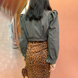 High Waist Split Leopard Print Skirt