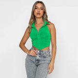 Halter Single-breasted Lapel Top