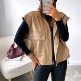 Sleeveless PU Leather Jacket