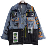 Cloth Stitching Denim Mid-length Jacket