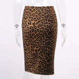 High Waist Split Leopard Print Skirt