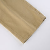 Khaki High-waist Straight-leg Casual Trousers