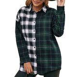 Loose Casual Lapel Long-sleeved Single-breasted Check Shirt