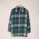 Long-sleeved Lapel Button-breasted Plaid Shirt Jacket