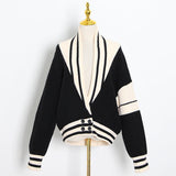 College Style Cardigan Black And White
