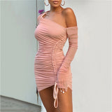 Fashionable Mesh Pleated Off-shoulder Dress
