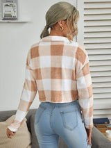 Loose Plaid Thick Plush Short Coat