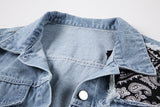 Vintage Patchwork Print Denim Jacket