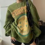 Thickened American Style Avocado Green Sweatshirt