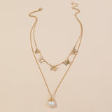Freshwater Pearl Butterfly Multi-layer Necklace