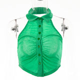 Halter Single-breasted Lapel Top