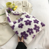 Contrast Plush Large Capacity Shoulder Bag