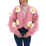 White Flowers Knitted Cardigan