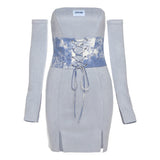 Solid Color Slim Wrap Chest Slit Hip Dress