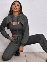 Sports Drawstring Hoodie Loose Three-Piece Suit