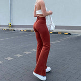 High-waist Elastic Solid Color Trousers