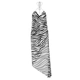 Zebra Pattern Sexy Split Halter Dress