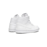Air Jordan 1 Mid Triple White Patent Swoosh