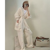 Knit Sweater & Straight Wide Leg Trousers Two peices